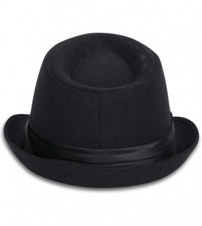 Fedoras Women Men Classic 1920s Manhattan Structured Trilby Fedora Hat - Black - CG18H089SNC