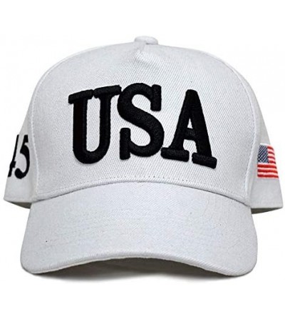 Baseball Caps Make America Great Again Donald Trump Slogan with USA Flag Cap Adjustable Baseball Hat - Usa White - CW18OQXQCG5