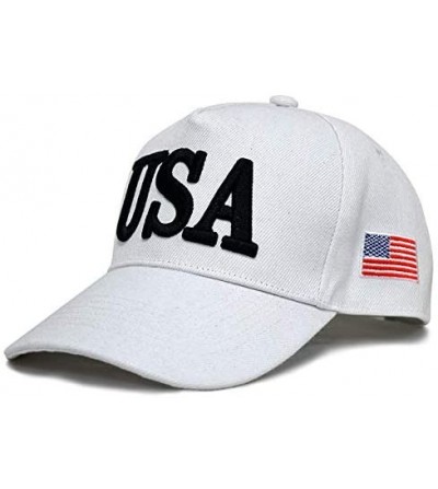 Baseball Caps Make America Great Again Donald Trump Slogan with USA Flag Cap Adjustable Baseball Hat - Usa White - CW18OQXQCG5