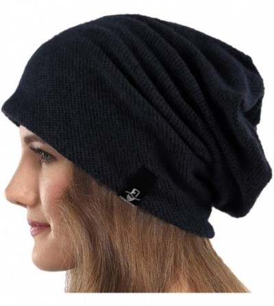 Skullies & Beanies Women's Slouchy Beanie Skull Cap Knitted Beret Warm Winter Hat - Black - CS12LSFU3HR