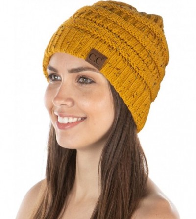 Skullies & Beanies Exclusives Womens Beanie Solid Ribbed Knit Hat Warm Soft Skull Cap - Mustard - Confetti - CI18Y3AAM90