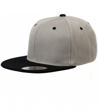 Baseball Caps Blank Adjustable Flat Bill Plain Snapback Hats Caps - Light Grey/Black - C01260ERKX1