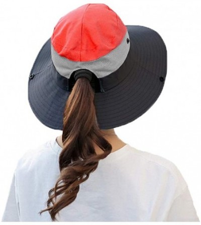 Sun Hats Women's Outdoor Sun Hat UV Protection Cap Foldable Mesh Wide Brim Hats for Summer Beach Safari Fishing Hat - C818RAW...