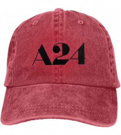 Baseball Caps A24 Classic Baseball Cap Cotton Soft Adjustable Size Fits Men Women - Red - CR18W3R0CQE
