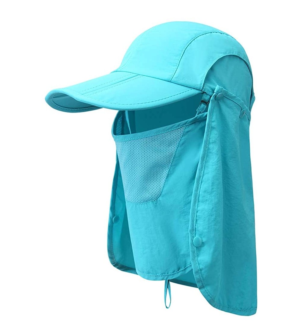 Sun Hats Sun Caps Fishing Hats UPF 50+ with Neck Flap Face Cover Sun Cap for Men Women Summer Outdoor Hat - Blue - C4182L4A33O
