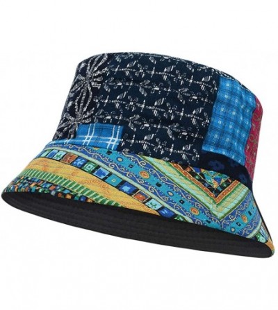 Bucket Hats Bucket Hat Sun Hats for Women Travel Summer Beach Hat Sun Protection Womens Sun Hat Bucket Hats - D Blue Printed ...
