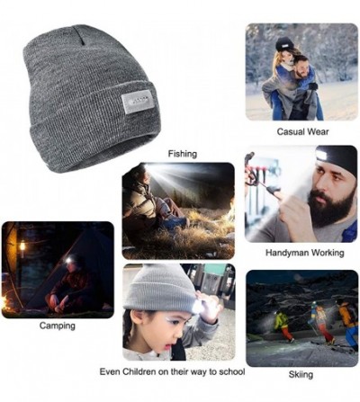 Skullies & Beanies Unisex LED Beanie Hats-Winter Lighted Hats with Replaceable Batteries - Gray - CA18X6ISIZM