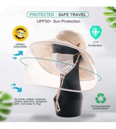 Sun Hats UPF 50 Sun Hats for Women Wide Brim Safari Sunhat Packable with Neck Flap Chin Strap Adjustable - 69038beige - CC196...