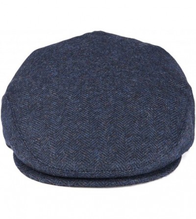Newsboy Caps Men's Herringbone Flat Ivy Newsboy Hat Wool Blend Gatsby Cabbie Cap - Navy - C718NYANELU