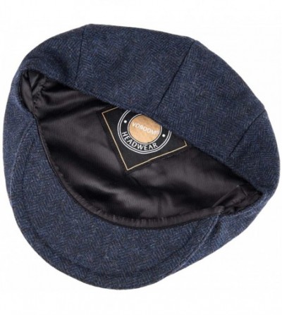 Newsboy Caps Men's Herringbone Flat Ivy Newsboy Hat Wool Blend Gatsby Cabbie Cap - Navy - C718NYANELU