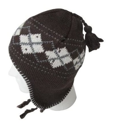Skullies & Beanies EarFlap Beanie Hat- Acrylic knit with soft warmlining- included- Argyle Design - CD11C6M9Z71