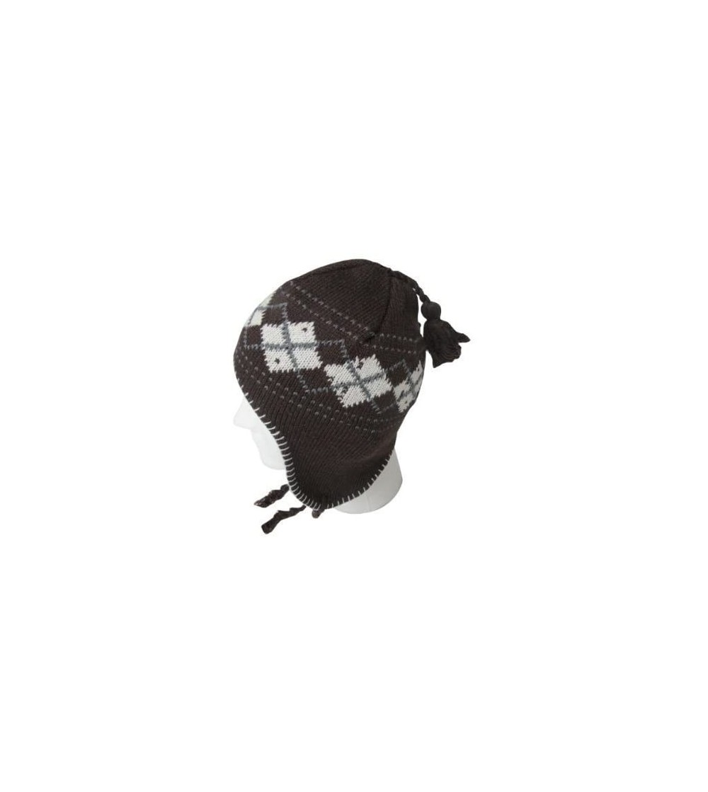 Skullies & Beanies EarFlap Beanie Hat- Acrylic knit with soft warmlining- included- Argyle Design - CD11C6M9Z71