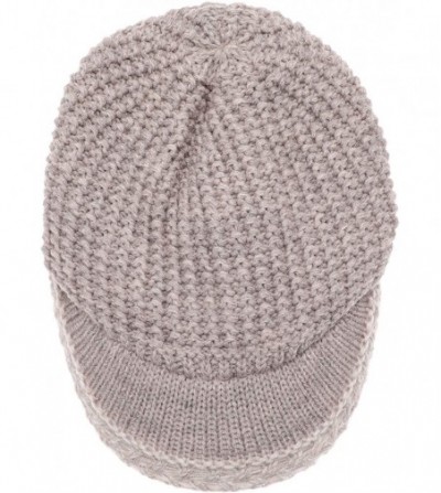 Skullies & Beanies Women's Knitted Newsboy Hat Double Layer Visor Beanie Cap with Soft Warm Fleece Lining - CB194YTM9KD