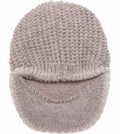Skullies & Beanies Women's Knitted Newsboy Hat Double Layer Visor Beanie Cap with Soft Warm Fleece Lining - CB194YTM9KD