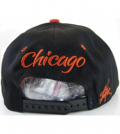 Baseball Caps Chicago Script Men's Adjustable Snapback Baseball Caps - Black/Red - CD17YD6XNA3