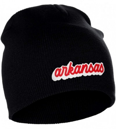 Skullies & Beanies Classic USA Cities Winter Knit Cuffless Beanie Hat 3D Raised Layer Letters - Arkansas Black - White Red - ...