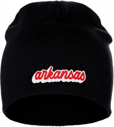 Skullies & Beanies Classic USA Cities Winter Knit Cuffless Beanie Hat 3D Raised Layer Letters - Arkansas Black - White Red - ...
