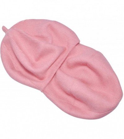 Berets French Beret hat- Reversible Solid Color Cashmere Knit Warm Beret Cap for Womens Girls - Twist Pink - CG18WIQQQQ5