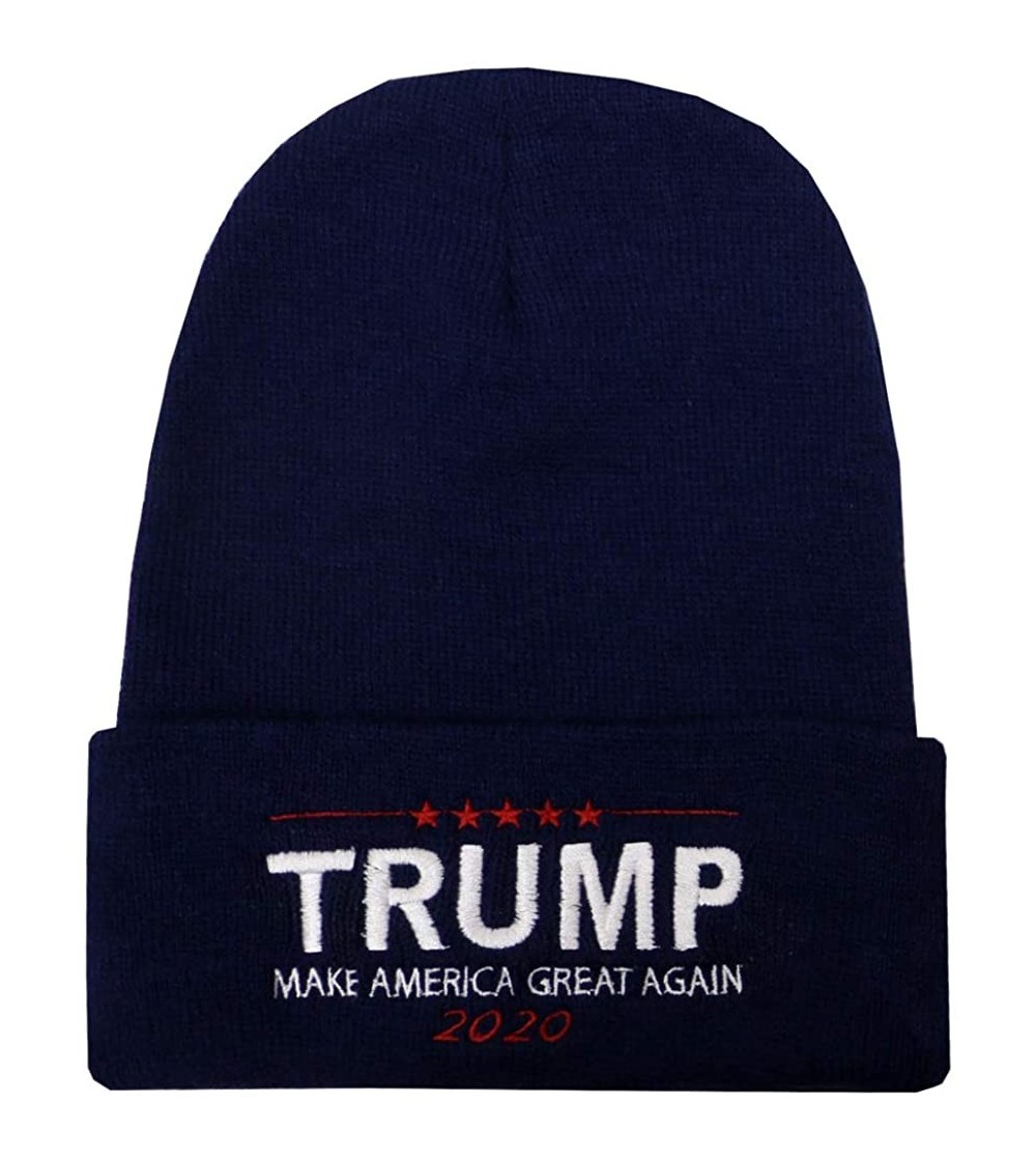 Skullies & Beanies Sk901 Trump Collection Ski Winter Beanie Hat - Multi Colors - Bold Trump 2020 Navy - CP18KKQ9AZT