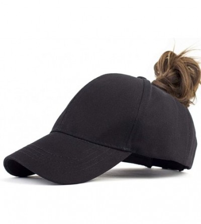 Baseball Caps High Ponytail Baseball Hat - Women Messy Bun Hat- Sun Protection Ponycaps Retro Cap - Black - CC18HANA5ML