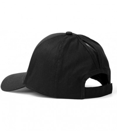 Baseball Caps High Ponytail Baseball Hat - Women Messy Bun Hat- Sun Protection Ponycaps Retro Cap - Black - CC18HANA5ML