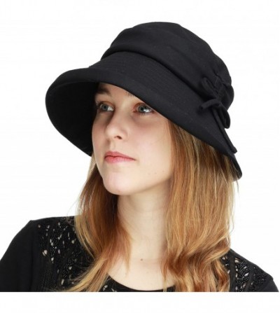 Sun Hats Light Weight Packable Women's Wide Brim Sun Bucket Hat - Renee-black - CO18GQKWC4S