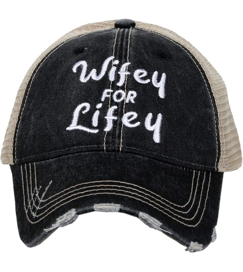 Baseball Caps Womens Wifey for Lifey Trucker Hat - Black - CM18S97DZKM