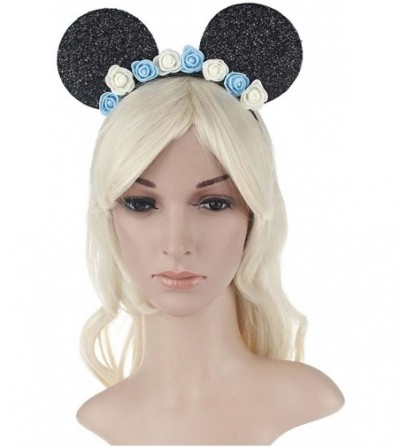 Headbands Sequins Bowknot Lovely Mouse Ears Headband Headwear for Travel Festivals - Blue White - CB186N5GXCO