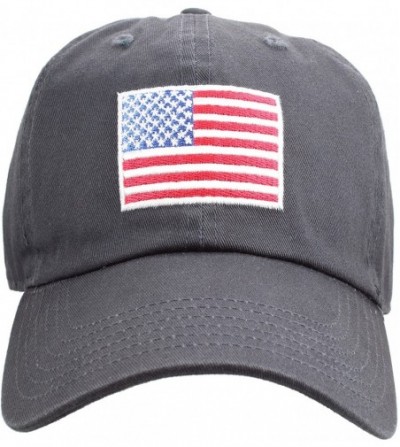 Baseball Caps 100% Cotton Polo Style U.S. Flag Embroidery Baseball Cap Hat Adjustable Size - Charcoal - CU18DCN90Q6
