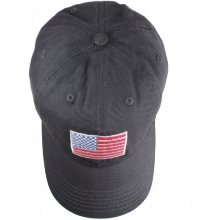 Baseball Caps 100% Cotton Polo Style U.S. Flag Embroidery Baseball Cap Hat Adjustable Size - Charcoal - CU18DCN90Q6
