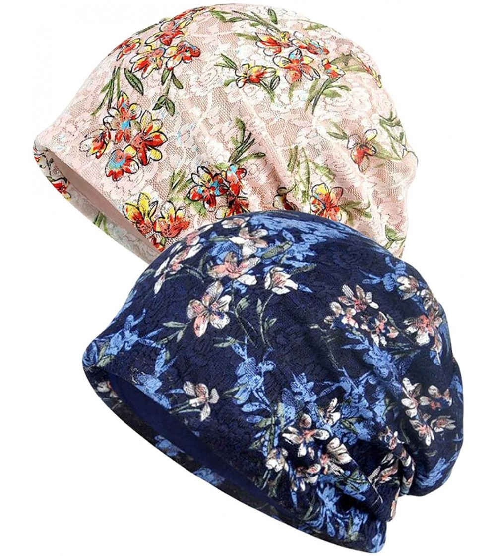 Skullies & Beanies Womens Baggy Slouchy Beanie Hat Cap Turban - 2 Pack-b - C118L5ANO8W