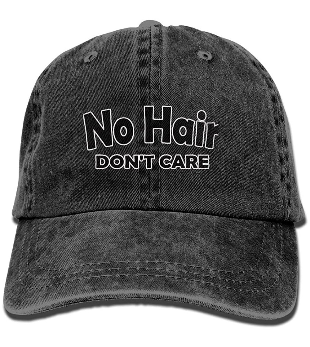 Baseball Caps Mens/Womens No Hair Don't Care Funny Denim Hat Trucker Cap Cotton Black - Black - C218CS59Y7O