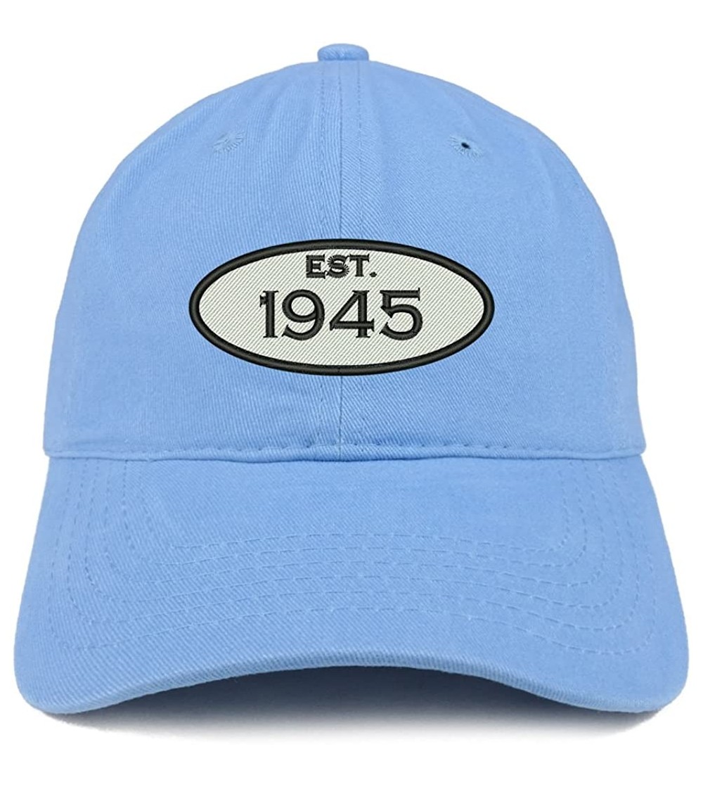 Baseball Caps Established 1945 Embroidered 75th Birthday Gift Soft Crown Cotton Cap - Carolina Blue - CN180L8NH78