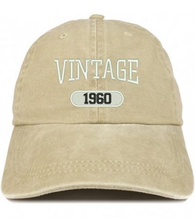 Baseball Caps Vintage 1960 Embroidered 60th Birthday Soft Crown Washed Cotton Cap - Khaki - CC180WXGC2I