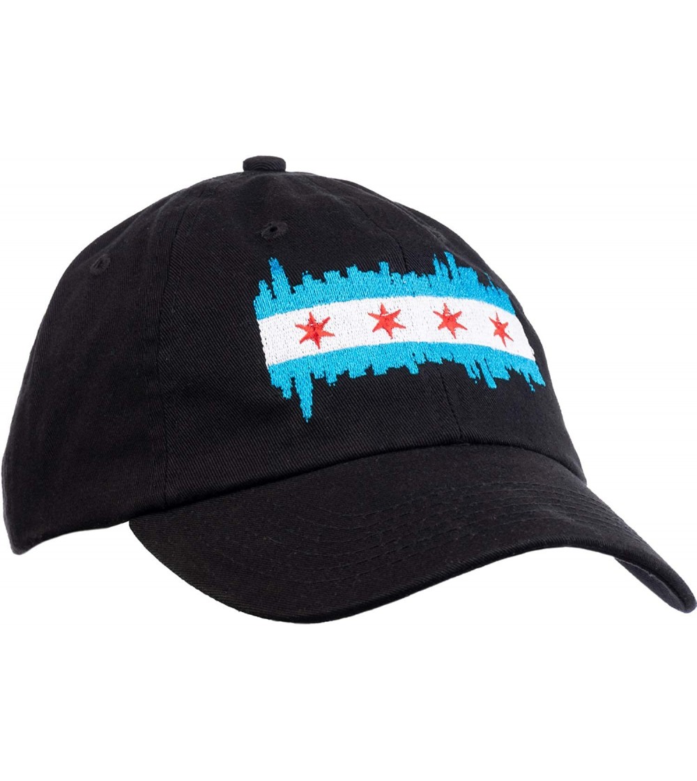 Baseball Caps Chicago City Flag Skyline - Chi Pride Baseball Hat Men Women 312 Dad Black Cap - C618R6HL25X