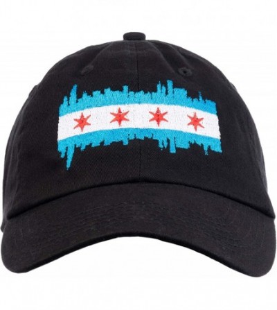 Baseball Caps Chicago City Flag Skyline - Chi Pride Baseball Hat Men Women 312 Dad Black Cap - C618R6HL25X