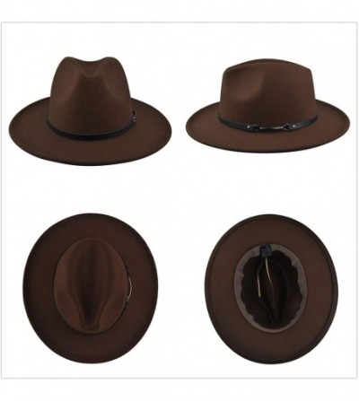 Fedoras Womens Felt Fedora Hat- Wide Brim Panama Cowboy Hat Floppy Sun Hat for Beach Church - Coffee - CS18U90LRQ8