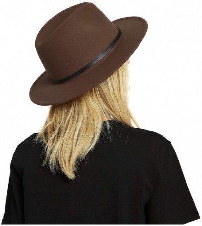 Fedoras Womens Felt Fedora Hat- Wide Brim Panama Cowboy Hat Floppy Sun Hat for Beach Church - Coffee - CS18U90LRQ8