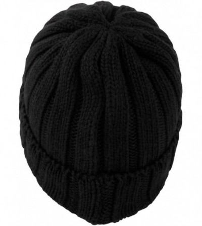 Skullies & Beanies Winter Ribbed Visor Knit Beanie Hat Warm Skully Baseball Cap SLQ1231 - Black - CT18ZA73EA7