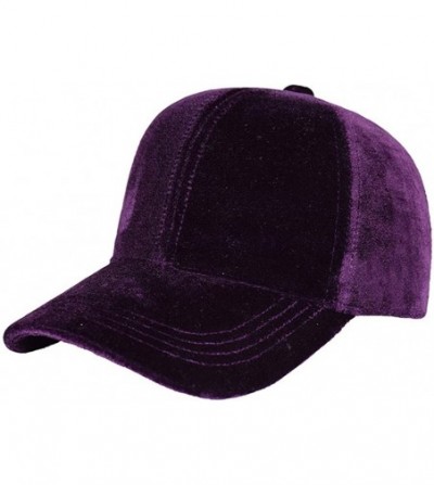 Baseball Caps Unisex Soft Velvet Baseball Cap 6 Panels Snapback Adjustable Plain Sports Hat - Purple - CN1880Q2XH5