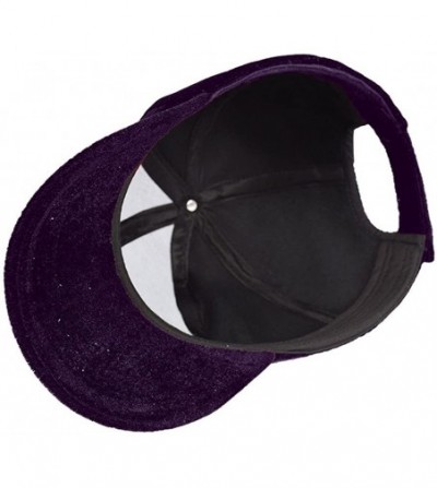 Baseball Caps Unisex Soft Velvet Baseball Cap 6 Panels Snapback Adjustable Plain Sports Hat - Purple - CN1880Q2XH5
