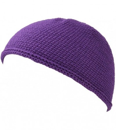 Skullies & Beanies Kufi Hat Mens Beanie - Cap for Men Cotton Hand Made 2 Sizes by Casualbox - Purple - CX116HUIV41