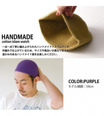 Skullies & Beanies Kufi Hat Mens Beanie - Cap for Men Cotton Hand Made 2 Sizes by Casualbox - Purple - CX116HUIV41