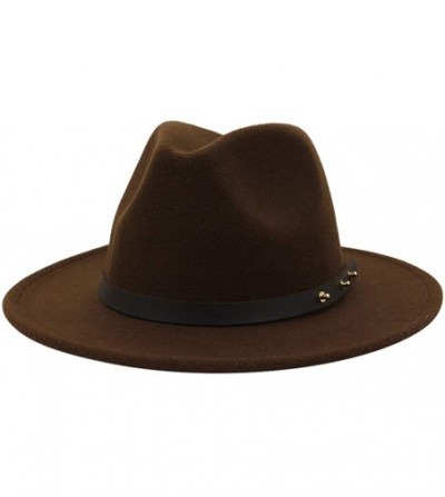 Fedoras Mens Western Cowboy Hat Faux Felt Wide Brim Fedora Hat - B Coffee - CY193W77RW8