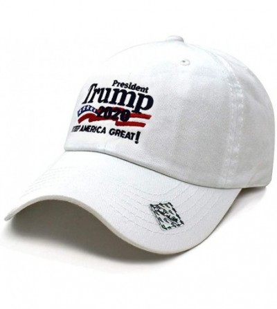 Baseball Caps Trump 2020 Keep America Great Campaign Embroidered US Hat Baseball Cotton Cap - Cotton White - CF18GGIW8GH