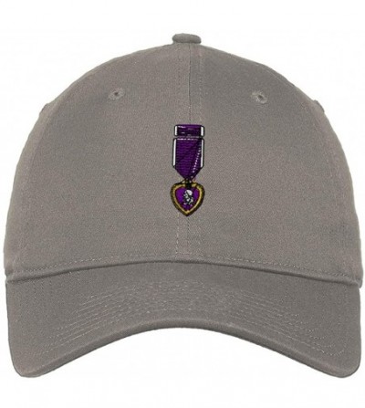 Baseball Caps Custom Low Profile Soft Hat Army Military Purple Heart Embroidery Veteran Cotton - Light Grey - CD18QRDLQ6A