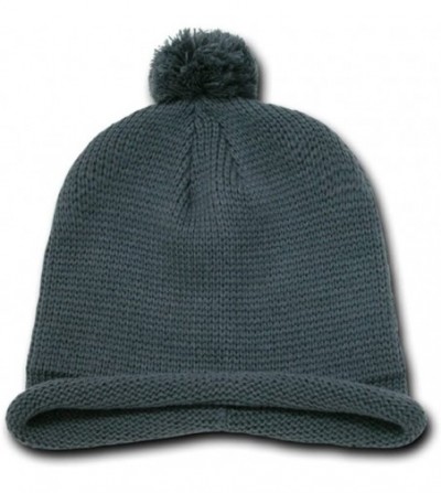 Skullies & Beanies Roll Up Beanie with Pom on Top - Charcoal Grey - CE110DL1LZV