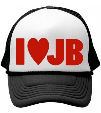 Baseball Caps I Heart JB - Unisex Adult Trucker Cap Hat - Black - C911OE8ZLXR