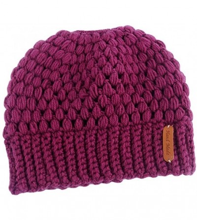 Skullies & Beanies Unisex Men Women Crochet Warm Winter Boho Knitting Baggy Beanie Hat Braided Head Cap - Purple 2 - C118KCX0HK4