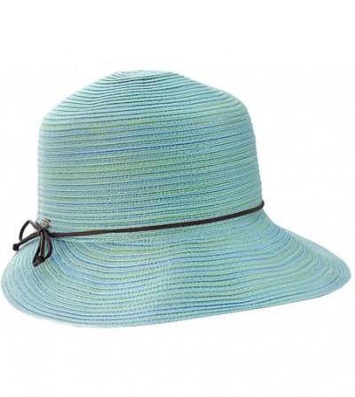 Fedoras Women's Multicolor Weaved Crushable Sun Hat w/Slim Bow Accent - Aqua - C111WWYG4NL